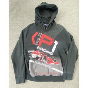 Polo Ralph Lauren Mens Large Black Red Interlock Racing Pullover Hoodie Cotton